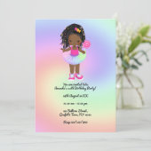 Little Black Girl Colorful Tutu Geburtstagsparty Einladung (Stehend Vorderseite)