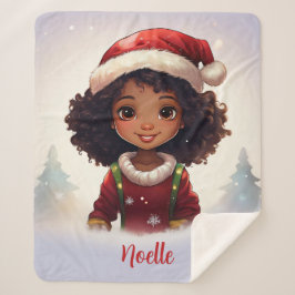 Little Black Girl trägt Weihnachts-Weihnachtsmannm Sherpadecke