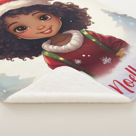 Little Black Girl trägt Weihnachts-Weihnachtsmannm Sherpadecke (3/4)