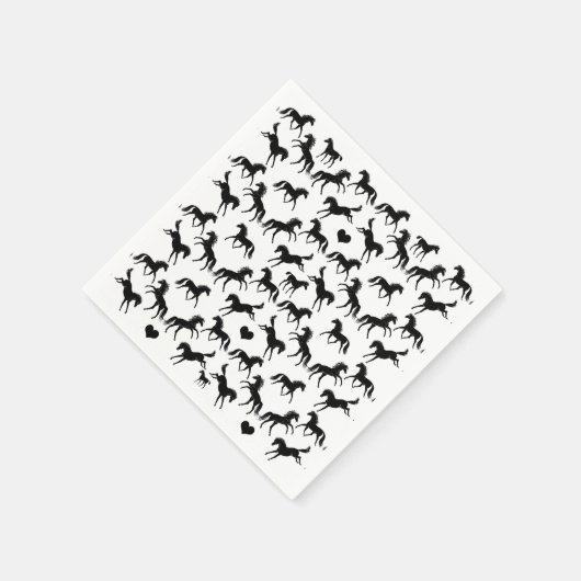 Little Black Horses Paper Napkins Serviette (Ecke)
