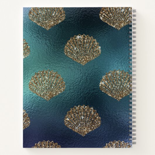 Little Black Mermaid Blue Scales Monogram Girls Notizblock (Rückseite)