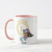 Little Black Mermaid Blue Scales Monogramm benannt Tasse (Links)