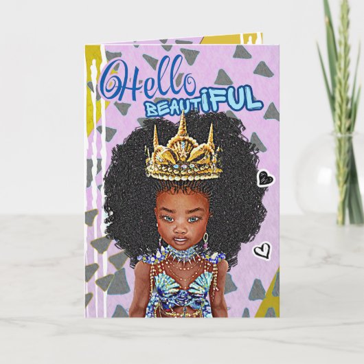 Little Black Mermaid Girl Blank Greeting Card Karte (Vorderseite)