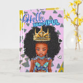 Little Black Mermaid Girl Blank Greeting Card Karte (Gelbe Blume)