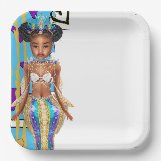 Little Black Mermaid Girl Party Teller (Vorderseite)