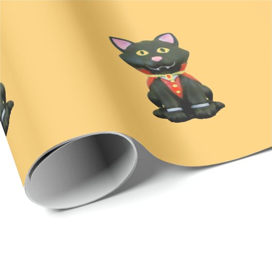 Little Black Vampire Cat Geschenkpapier (Rolleneckpunkt)