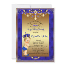Little Blond Prince Baby Shower Invitation, Marine