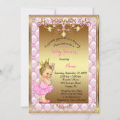 Little Blond Princess, Baby Shower Invasion, Gold Einladung (Vorderseite)