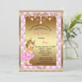 Little Blond Princess, Baby Shower Invasion, Gold Einladung (Stehend Vorderseite)