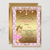 Little Blond Princess, Baby Shower Invasion, Gold Einladung (Vorne/Hinten)