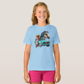 Little Blonde Girl mit Mustang Car Pony Pferd T-Shirt (Vorne ganz)