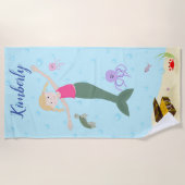 Little Blonde Mermaid Personalisiert Beach Handtuc Strandtuch (Vorderseite)