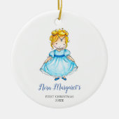 Little Blonde Princess Personalisiert Simple Girl Keramik Ornament (Vorne)