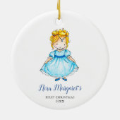 Little Blonde Princess Personalisiert Simple Girl Keramik Ornament (Hinten)