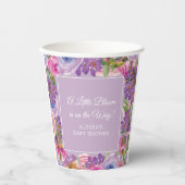 Little Bloom Lila Pink Floral Baby Dusche Pappbecher (Vorderseite)