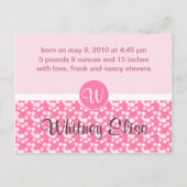 Little Blossom Baby Announctions Card Ankündigungspostkarte (Rückseite)