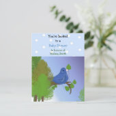 Little Blue Bird Baby Shower Einladung (Stehend Vorderseite)