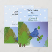 Little Blue Bird Baby Shower Einladung (Vorne/Hinten)