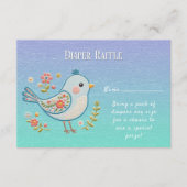 Little Blue Bird Floral Baby Dusche Begleitkarte (Vorderseite)