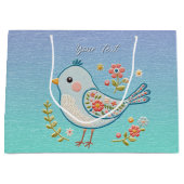 Little Blue Bird Floral Geschenktasche Große Geschenktüte (Vorderseite)