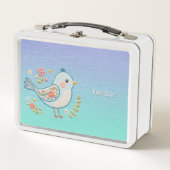 Little Blue Bird Floral Metal Lunch Box (Vorderseite)