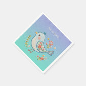 Little Blue Bird Floral Napkins Serviette (Ecke)