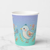 Little Blue Bird Floral Paper Cups Pappbecher (Rückseite)
