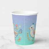 Little Blue Bird Floral Paper Cups Pappbecher (Rechts)