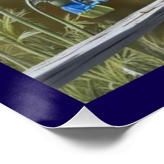 Little Blue Bird Glossy Poster (Ecke)