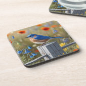 Little Blue Bird Hard Plastic Untersetzer (Linke Seite)