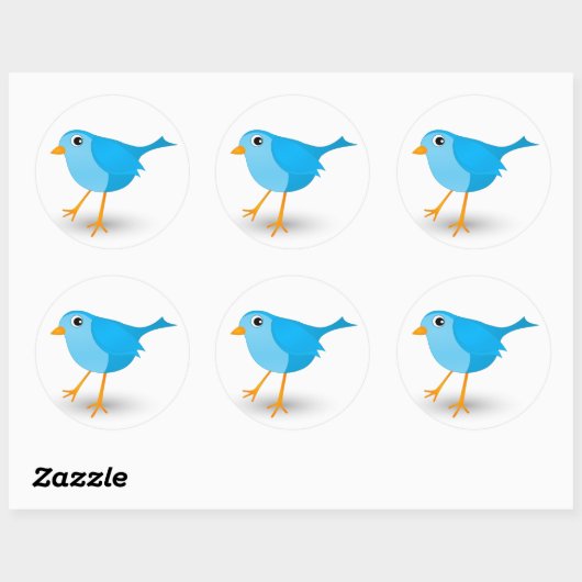 Little Blue Bird Niedliche Round Stickers (Blatt)