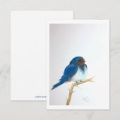 Little Blue Bird on a limb - Original Artwork Dankeskarte (Vorne/Hinten)