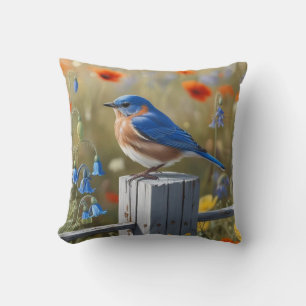 Little Blue Bird Throw Kissen