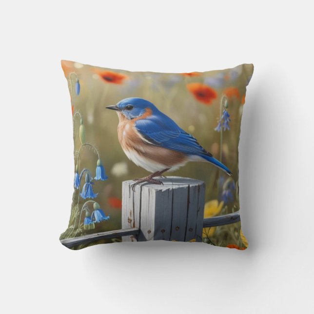 Little Blue Bird Throw Kissen (Vorderseite)