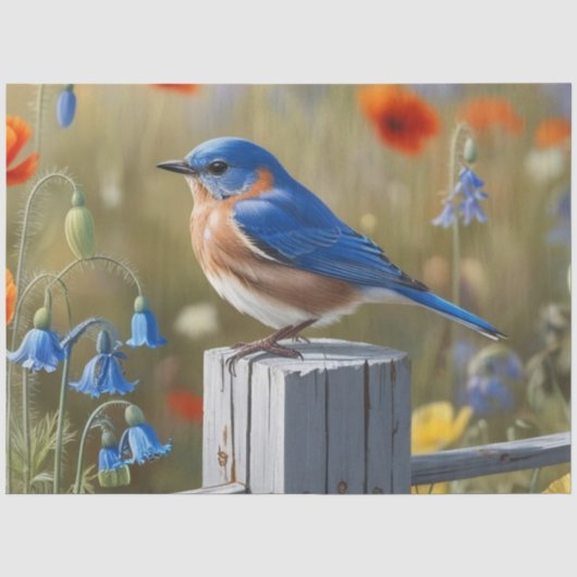 Little Blue Bird Tissue Paper Seidenpapier (Vorderseite)