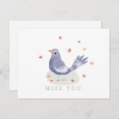 Little Blue Bird und Blume Miss You Postkarte (Vorne/Hinten)