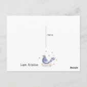 Little Blue Bird und Blume Miss You Postkarte (Rückseite)