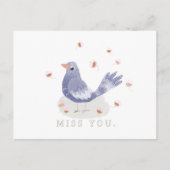 Little Blue Bird und Blume Miss You Postkarte (Vorderseite)
