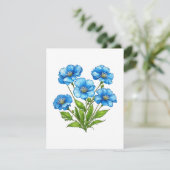 Little Blue Blumen Begleitkarte (Stehend Vorderseite)