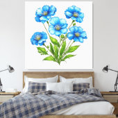 Little Blue Blumen Leinwanddruck (Insitu (Schlafzimmer))