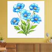 Little Blue Blumen Leinwanddruck (Insitu (Wohnzimmer))