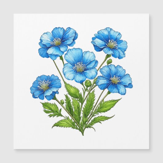 Little Blue Blumen Magnetkarte (Vorderseite)