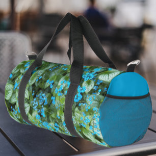 Little Blue Brunnera Blume Floral Duffle Bag