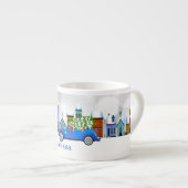 Little Blue Car & Tree Christmas Custom Espressotasse (Vorderseite Rechts)