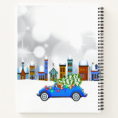 Little Blue Car & Tree Christmas Custom Notizblock (Rückseite)