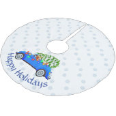 Little Blue Car & Tree Christmas Custom Polyester Weihnachtsbaumdecke (Schrägansicht)