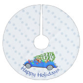 Little Blue Car & Tree Christmas Custom Polyester Weihnachtsbaumdecke (Vorderseite)