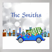 Little Blue Car & Tree Christmas Custom Poster (Vorne)