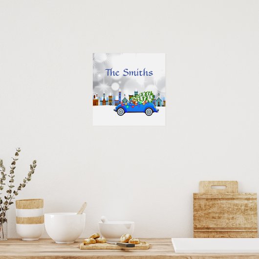 Little Blue Car & Tree Christmas Custom Poster (Küche)