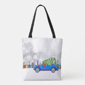 Little Blue Car & Tree Christmas Custom Tasche (Rückseite)